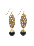 Black Obsidian With Rhinestones Statement Earrings AE016 - FARRA