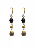 Black Obsidian With Smoky Quartz Dangle Earrings SE029