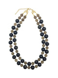 Black Obsidian With Smoky Quartz Double Strands Necklace AN022 - FARRA