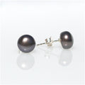black pearl studs silver