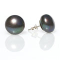 black pearl studs sterling silver