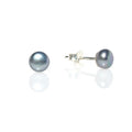 black pearl studs silver