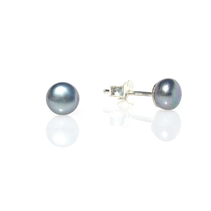 black pearl studs silver