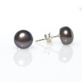 black pearl studs silver