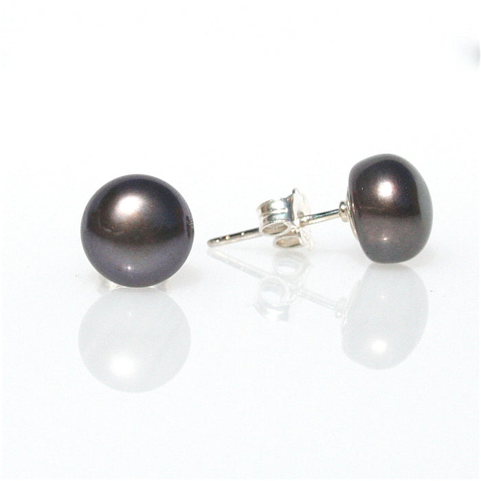 black pearl studs silver