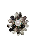 Black Phantom Quartz Floral Brooch QP008