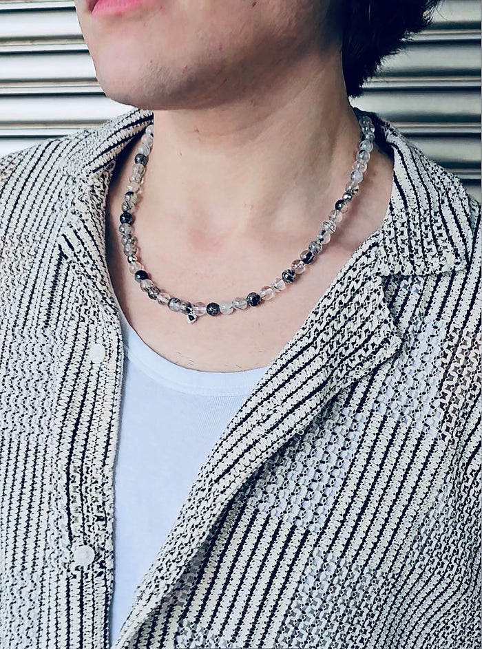 Black Rutilated Quartz Men's Necklace MEN14