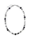 Black Rutilated Quartz With Lava Stone And Pearls Necklace MEN16