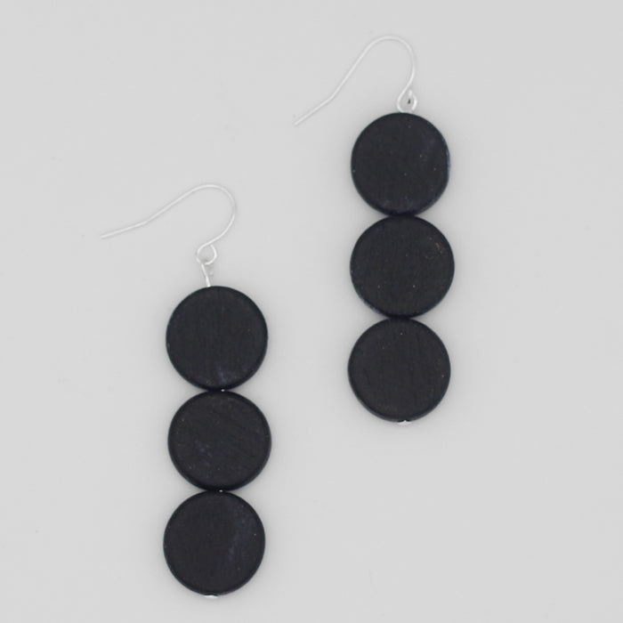 Black Triple Bead Kira Earring - Sylca Designs - Chunky Jewelry
