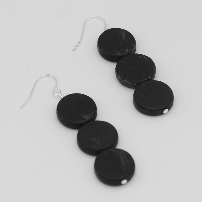 Black Triple Bead Kira Earring - Sylca Designs - Chunky Jewelry