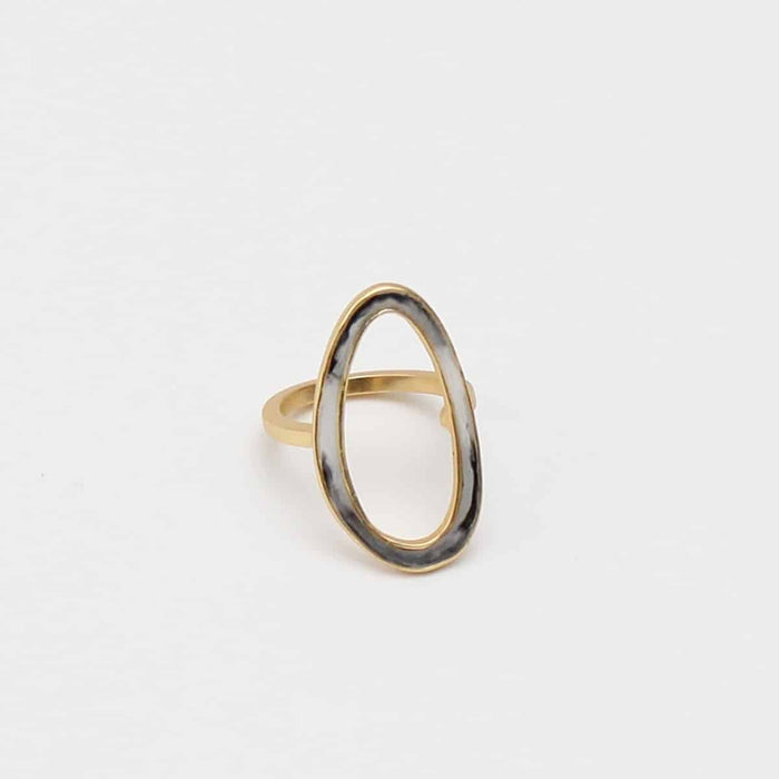 Black & White Oval Adrianne Ring - Sylca Designs - Chunky Jewelry