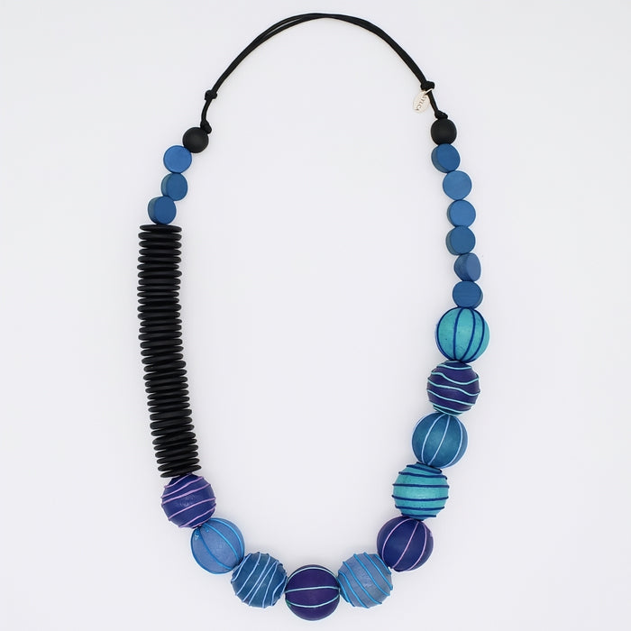 Blue Anaya Wrapped Bead Necklace - Sylca Designs - Chunky Jewelry