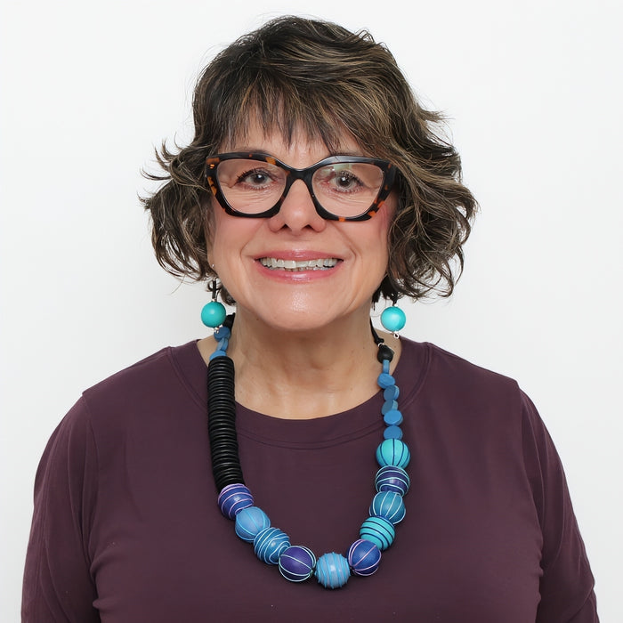 Blue Anaya Wrapped Bead Necklace - Sylca Designs - Chunky Jewelry