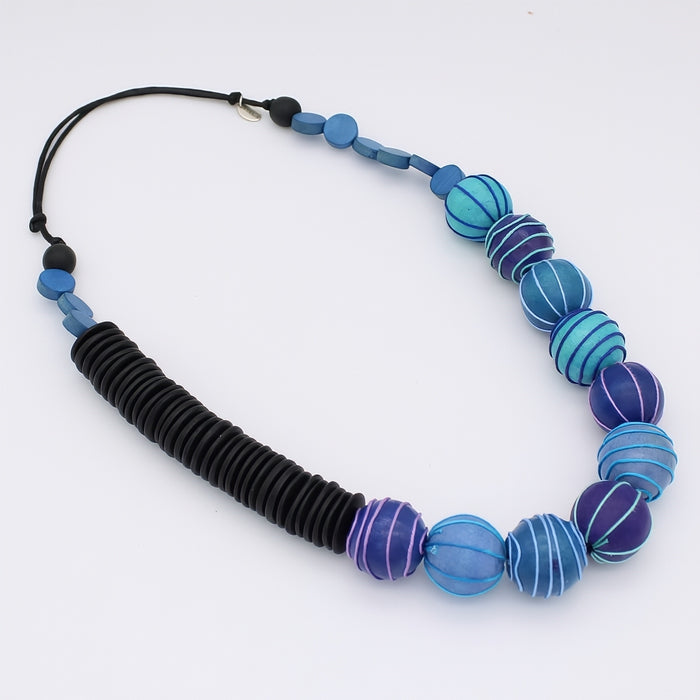 Blue Anaya Wrapped Bead Necklace - Sylca Designs - Chunky Jewelry