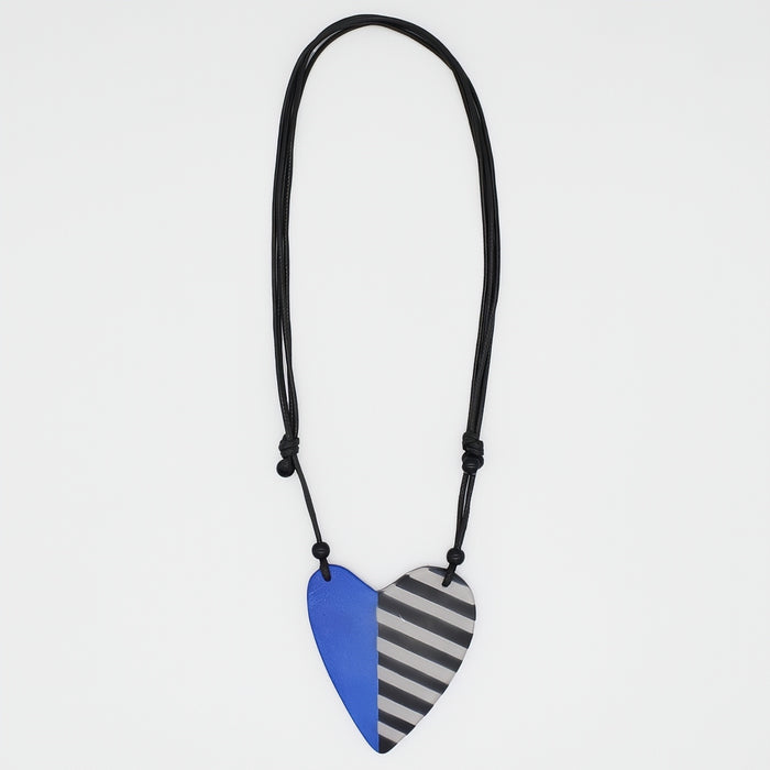 Blue and Black Anastasia Heart Pendant - Sylca Designs - Chunky Jewelry