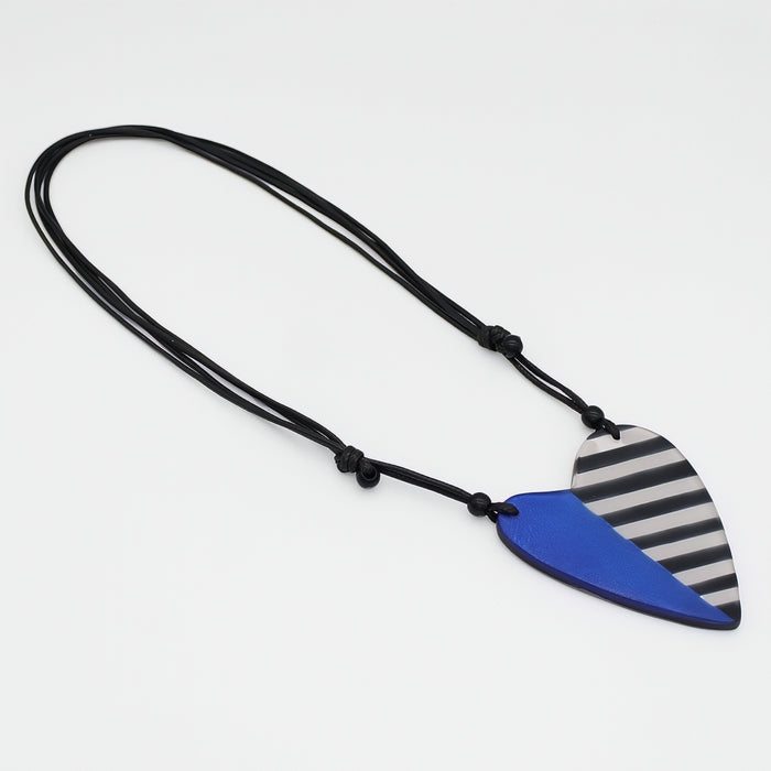 Blue and Black Anastasia Heart Pendant - Sylca Designs - Chunky Jewelry