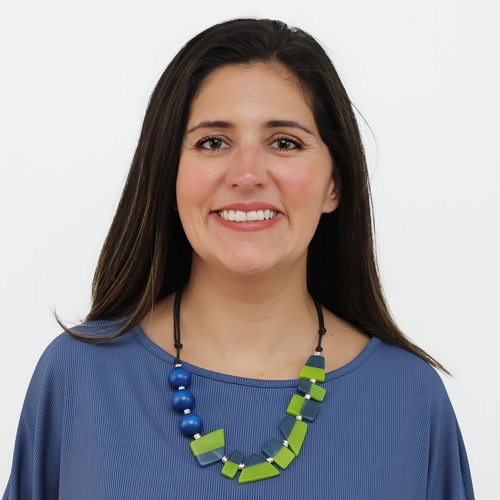 Blue and Lime Electric Oasis Necklace - Sylca Designs - Chunky Jewelry