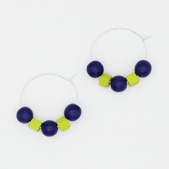 Blue and Lime Hoop Earring - Sylca Designs - Chunky Jewelry