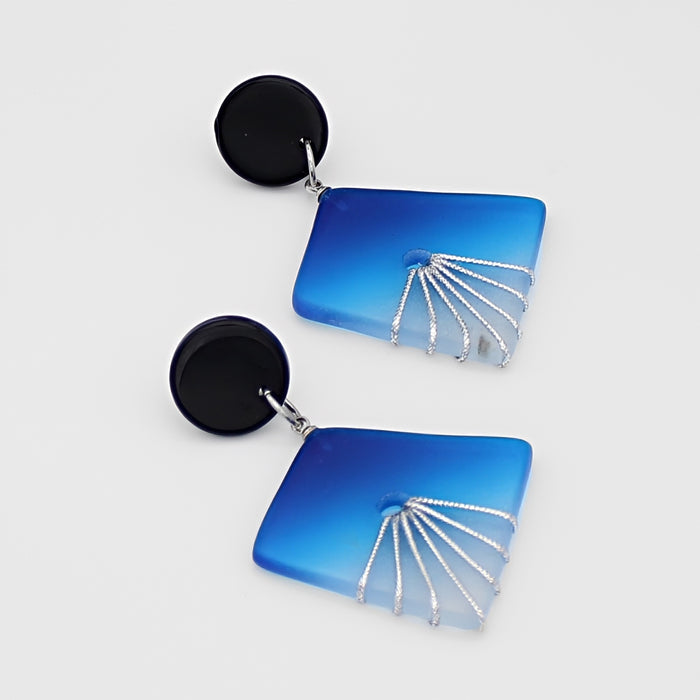 Blue and Silver Thalia Drop Earrings - Sylca Designs - Chunky Jewelry