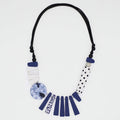 Blue and White Eclectic Necklace - Sylca Designs - Chunky Jewelry