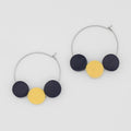 Blue and Yellow Dot Hoop Dangle Earring - Sylca Designs - Chunky Jewelry