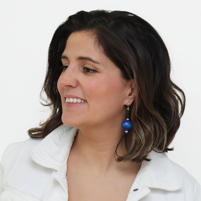 Blue Ball Drop Earring - Sylca Designs - Chunky Jewelry