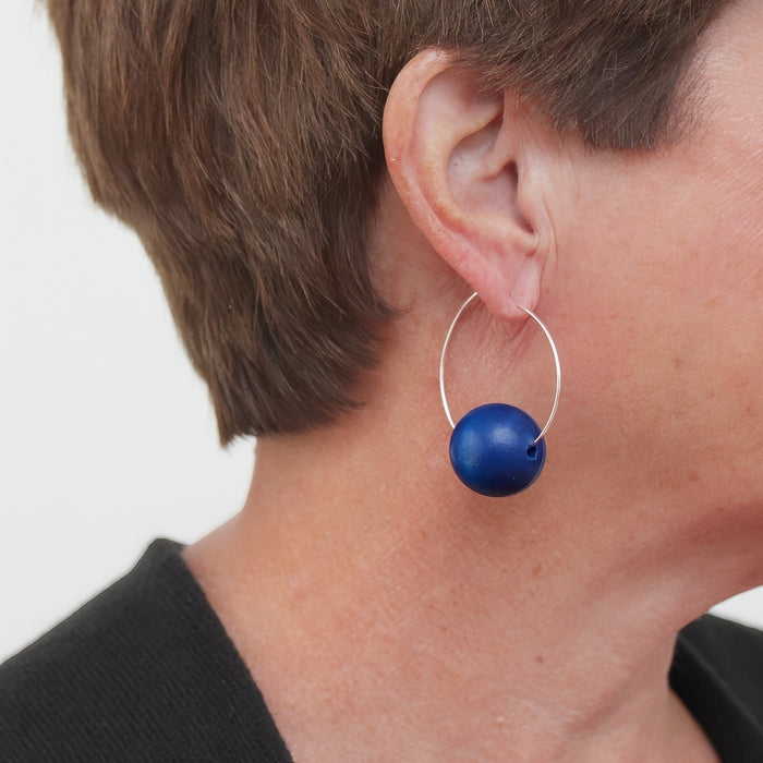 Blue Ball Hoop Dangle Earring - Sylca Designs - Chunky Jewelry