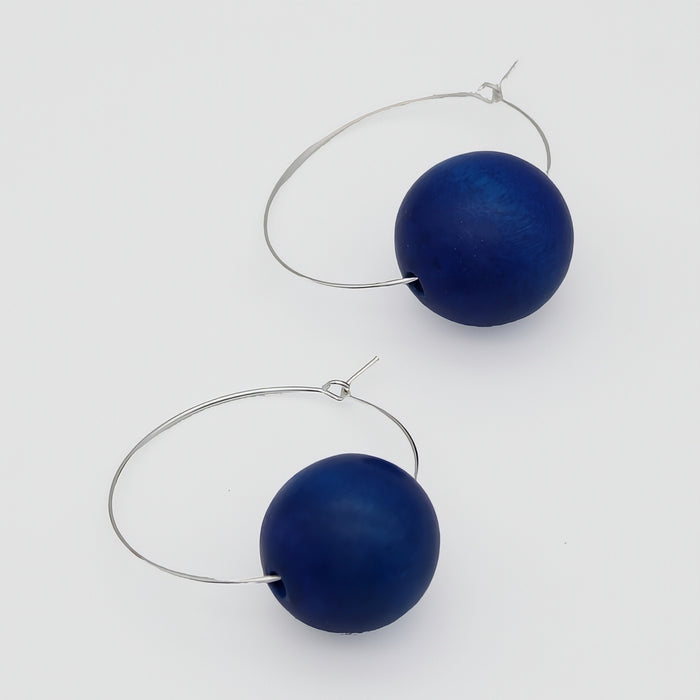 Blue Ball Hoop Dangle Earring - Sylca Designs - Chunky Jewelry