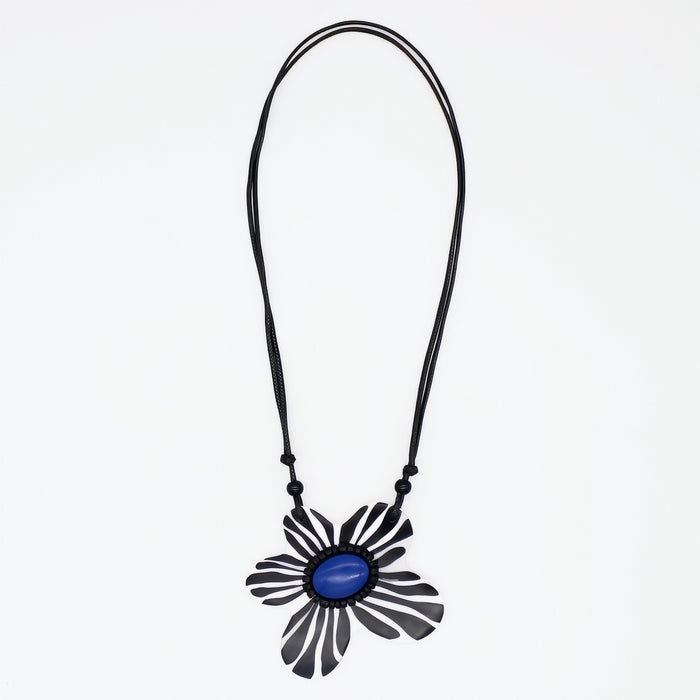 Blue Bumble Blossom Daisy Pendant