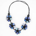 Blue Cascading Blooms Necklace - Sylca Designs - Chunky Jewelry