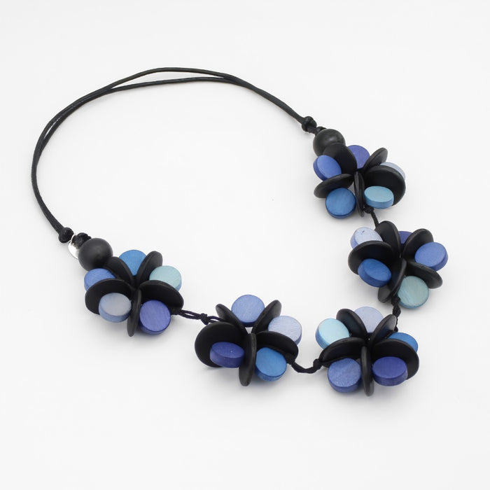 Blue Cascading Blooms Necklace - Sylca Designs - Chunky Jewelry
