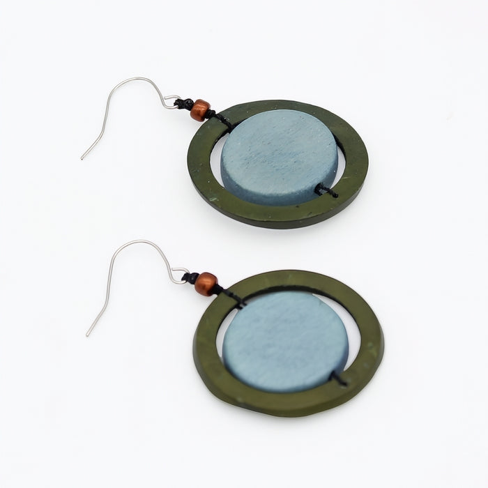 Blue Circle Cut-Out Earrings