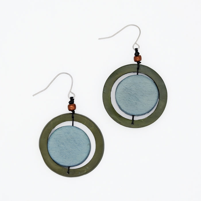 Blue Circle Cut-Out Earrings