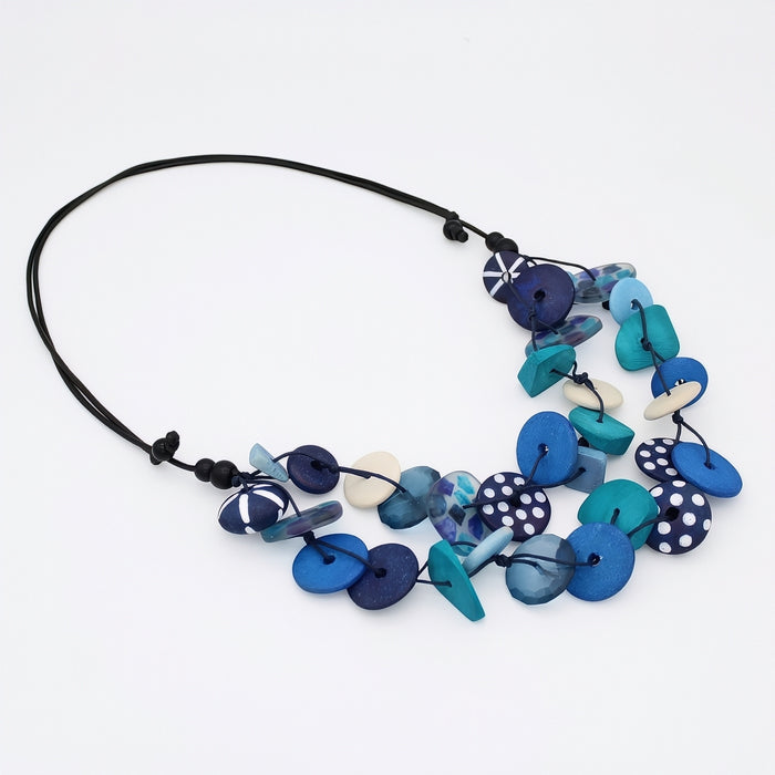 Blue Colorburst Confetti Layers Necklace