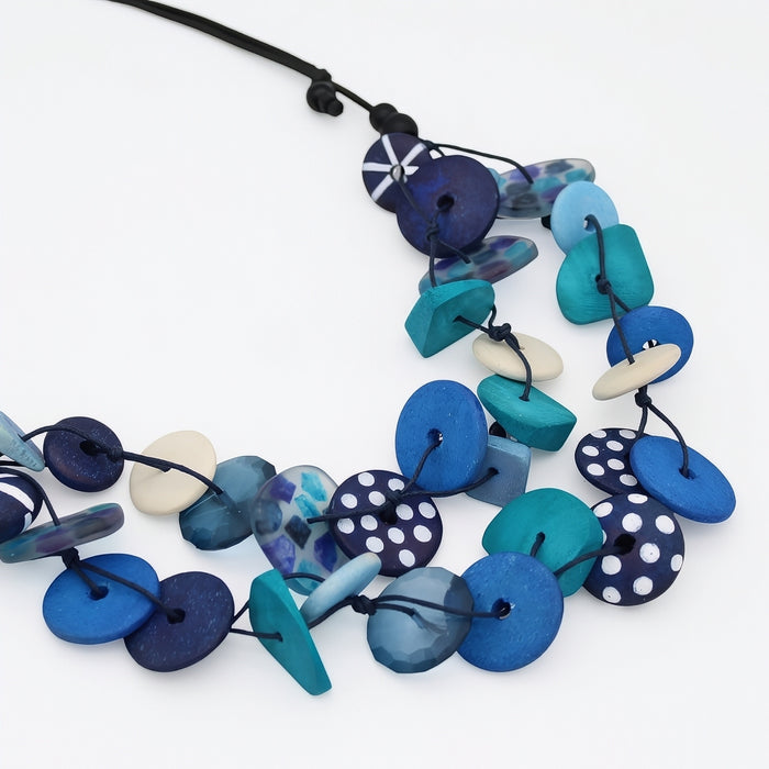 Blue Colorburst Confetti Layers Necklace