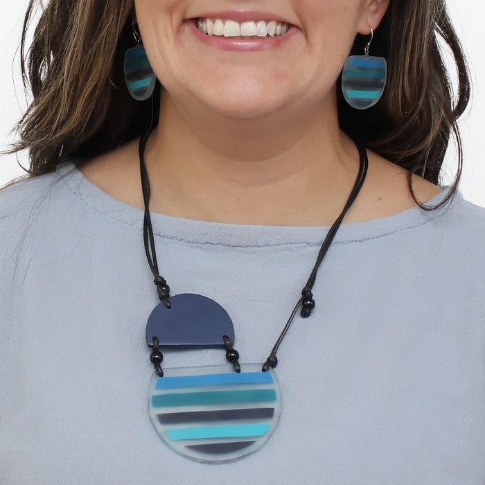 Blue Contemporary Eleni Pendant - Sylca Designs - Chunky Jewelry