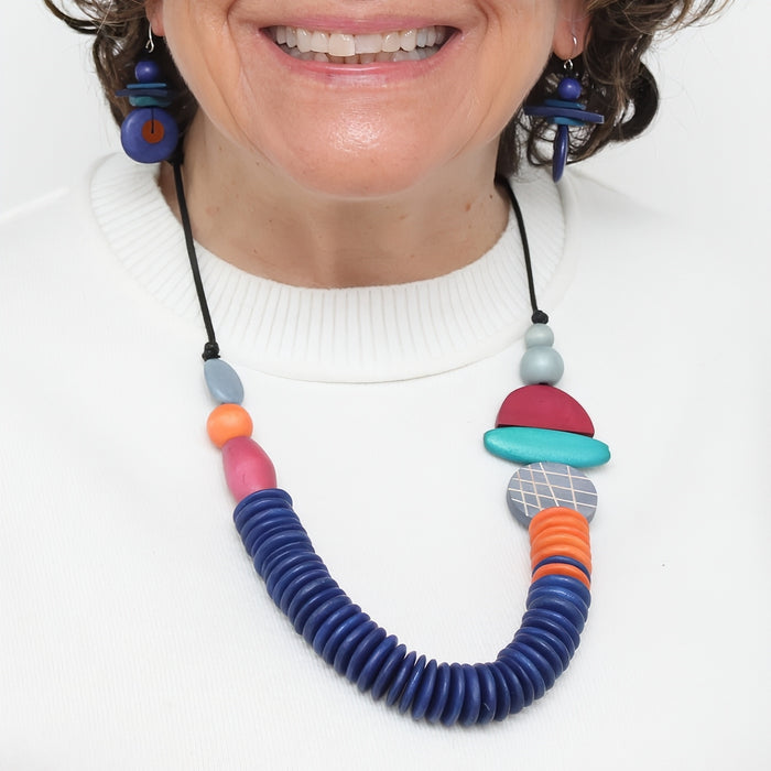Blue Contemporary Phoenix Necklace - Sylca Designs - Chunky Jewelry