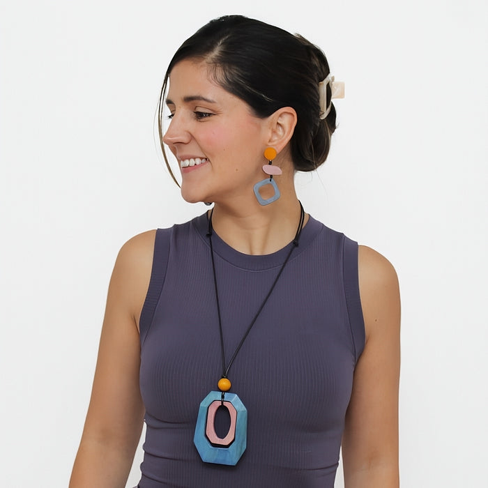 Blue Contemporary Piper Pendant - Sylca Designs - Chunky Jewelry