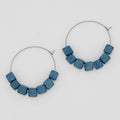 Blue Cubist Hoop Earring - Sylca Designs - Chunky Jewelry