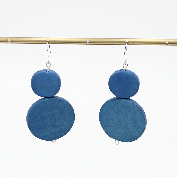 Blue Double Bead Sarah Earrings