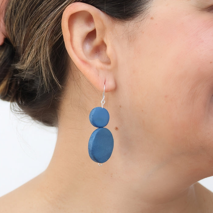 Blue Double Bead Sarah Earrings