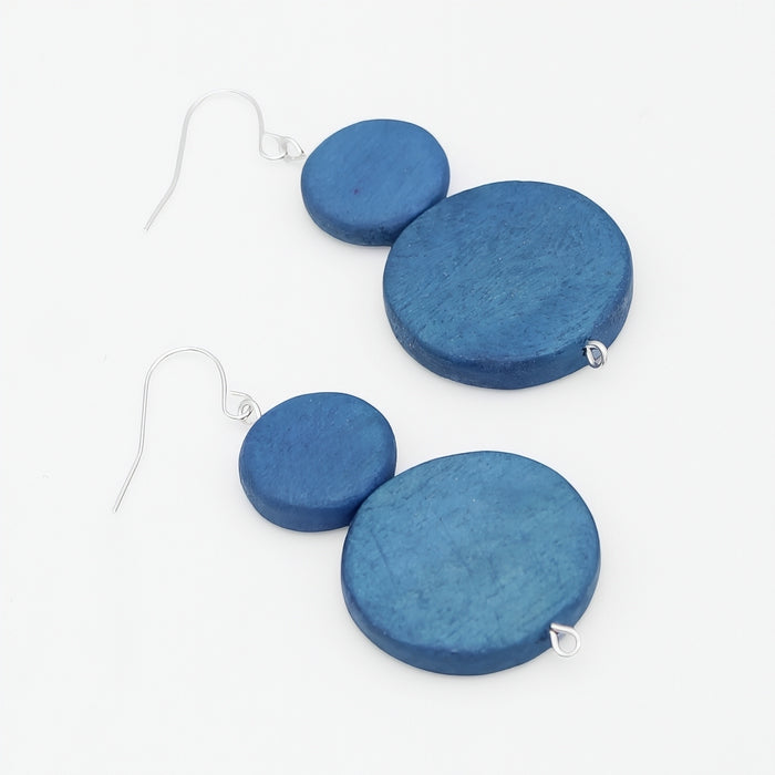 Blue Double Bead Sarah Earrings