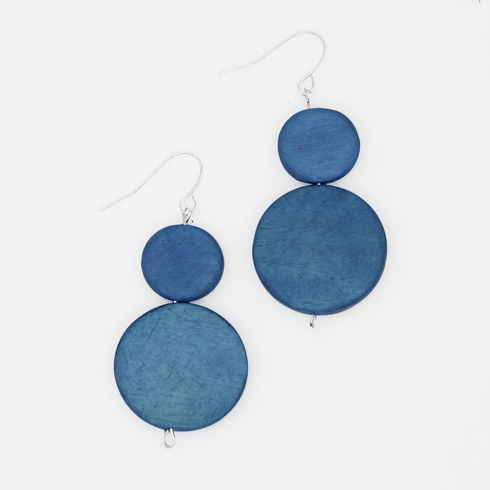 Blue Double Bead Sarah Earrings