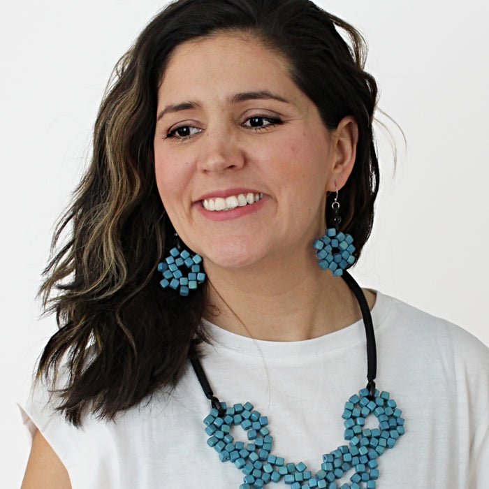 Blue Elyse Beaded Earrings - Sylca Designs - Chunky Jewelry