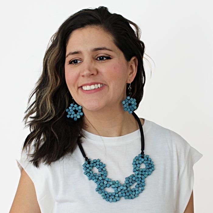 Blue Elyse Beaded Necklace - Sylca Designs - Chunky Jewelry