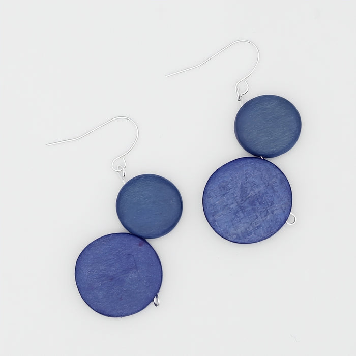 Blue Georgie Two Bead Drop Earrings - Sylca Designs - Chunky Jewelry