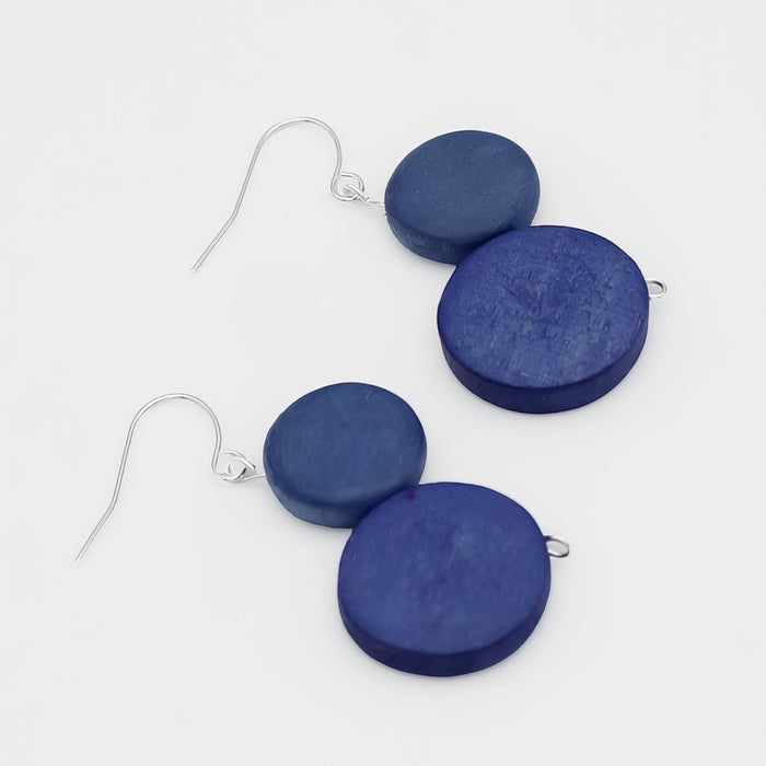 Blue Georgie Two Bead Drop Earrings - Sylca Designs - Chunky Jewelry