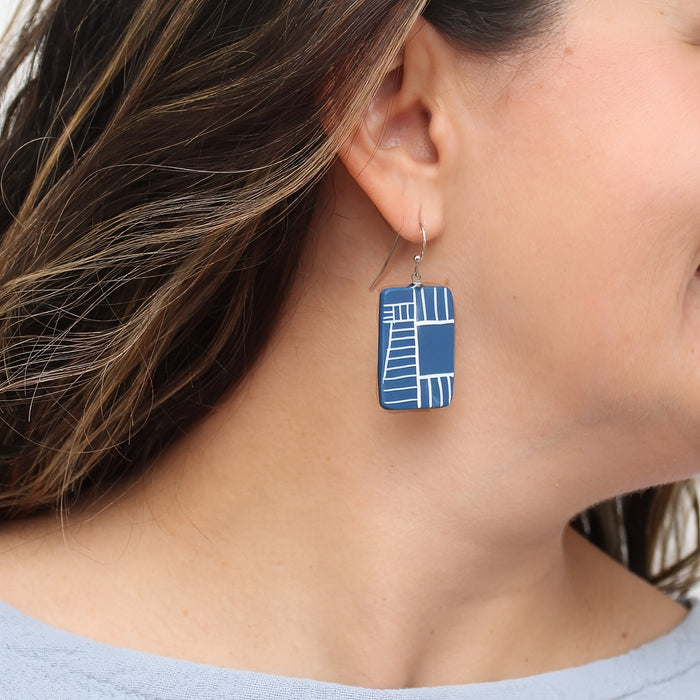 Blue Geovibe Drop Earring - Sylca Designs - Chunky Jewelry