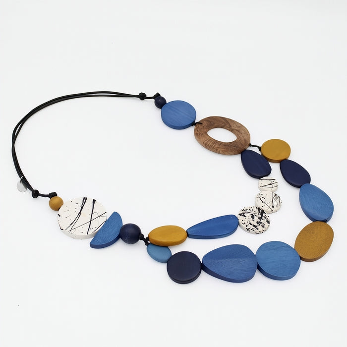 Blue Grove Wooden Statement Necklace