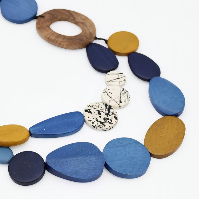 Blue Grove Wooden Statement Necklace